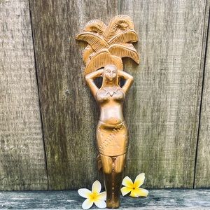 Custom-made Hawaiian Hula Girl and Palm Tree Brass Door Pulls